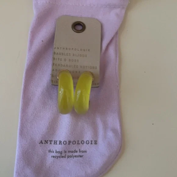 Anthropologie Glass Hoop Earrings in Yellow ! NWT Sold Out on Anthro!! 💖… - Picture 6 of 11